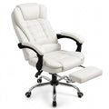 Ergonomischer Bürostuhl mit verstellbarer Fußstütze und Rollen, höhenverstellbar, Weiß