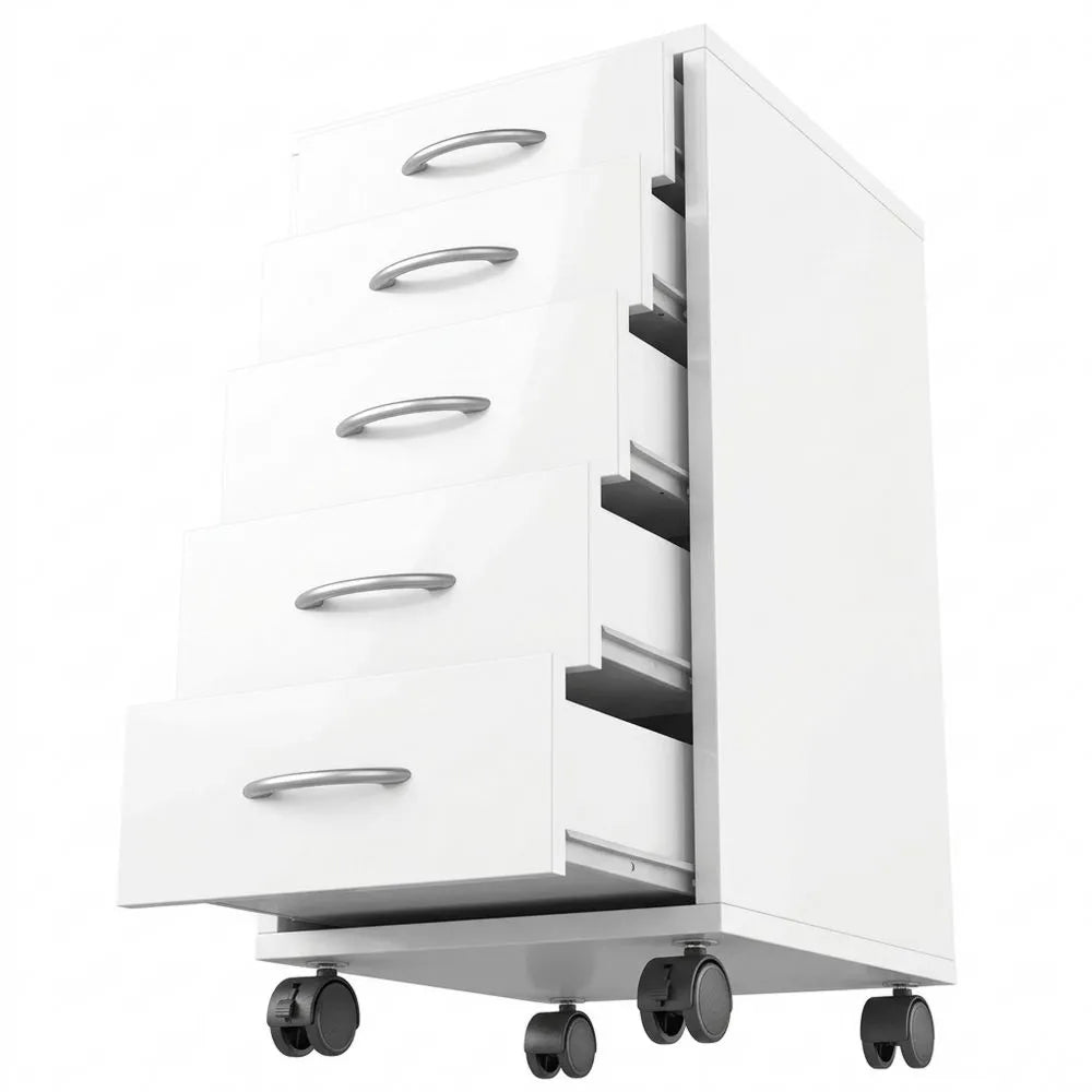 Moderner Beistellcontainer aus weiß beschichteter Platte, 33x63,5x38 cm