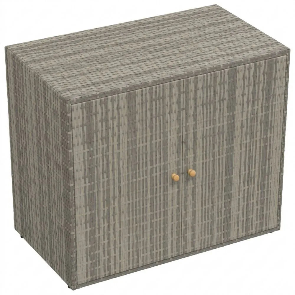 Wetterfester Aufbewahrungsschrank für Garten und Balkon, Poly Rattan, Grau, 100x55,5x80 cm