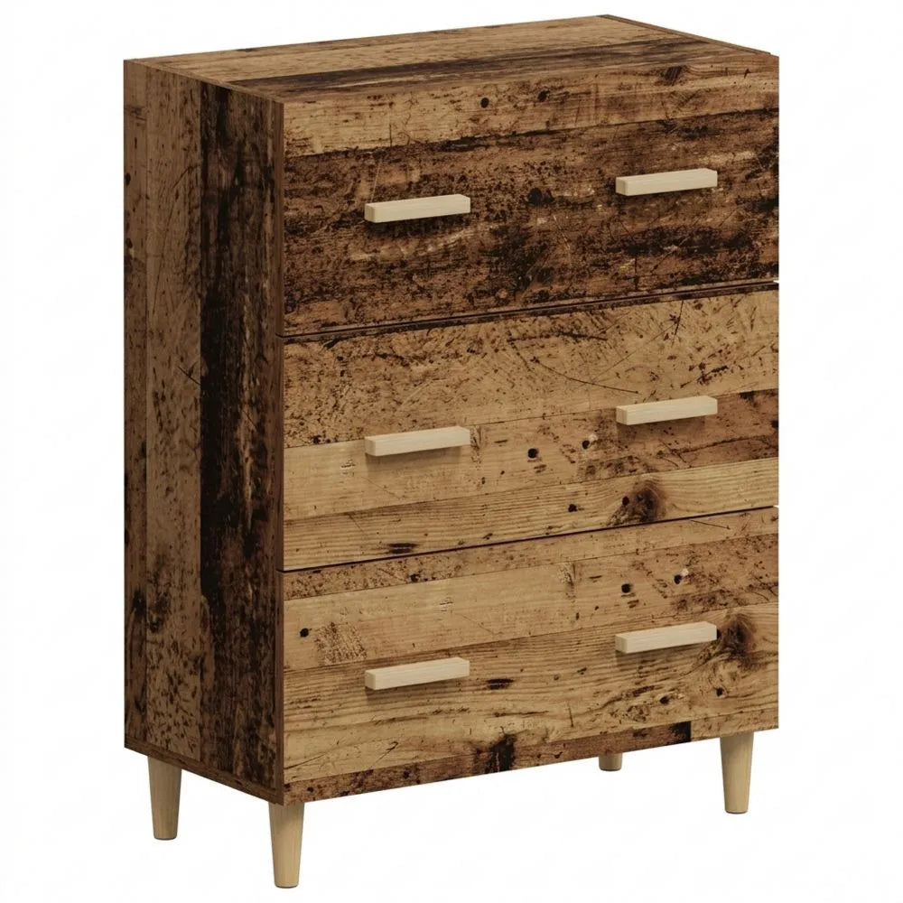 Flurschrank in Altholzoptik mit Vielseitigem Stauraum, 69,5x34x90 cm