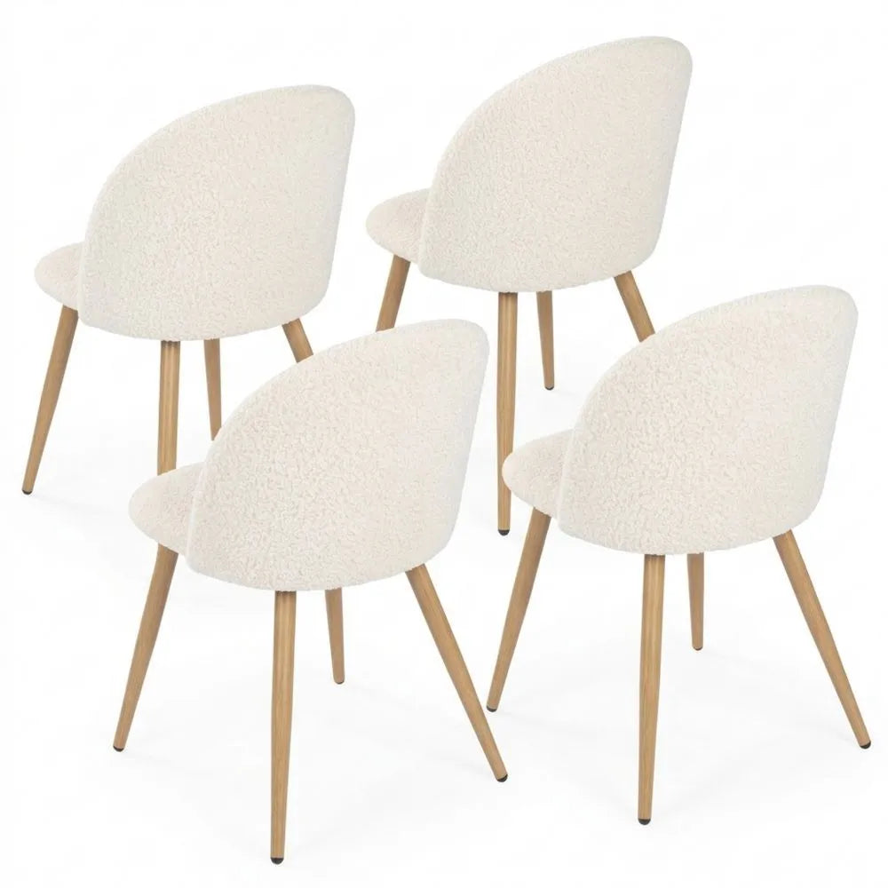 Polsterstühle mit Metallbeinen, beige, 4er-Set für Esszimmer und Wohnzimmer