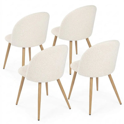 Polsterstühle mit Metallbeinen, beige, 4er-Set für Esszimmer und Wohnzimmer