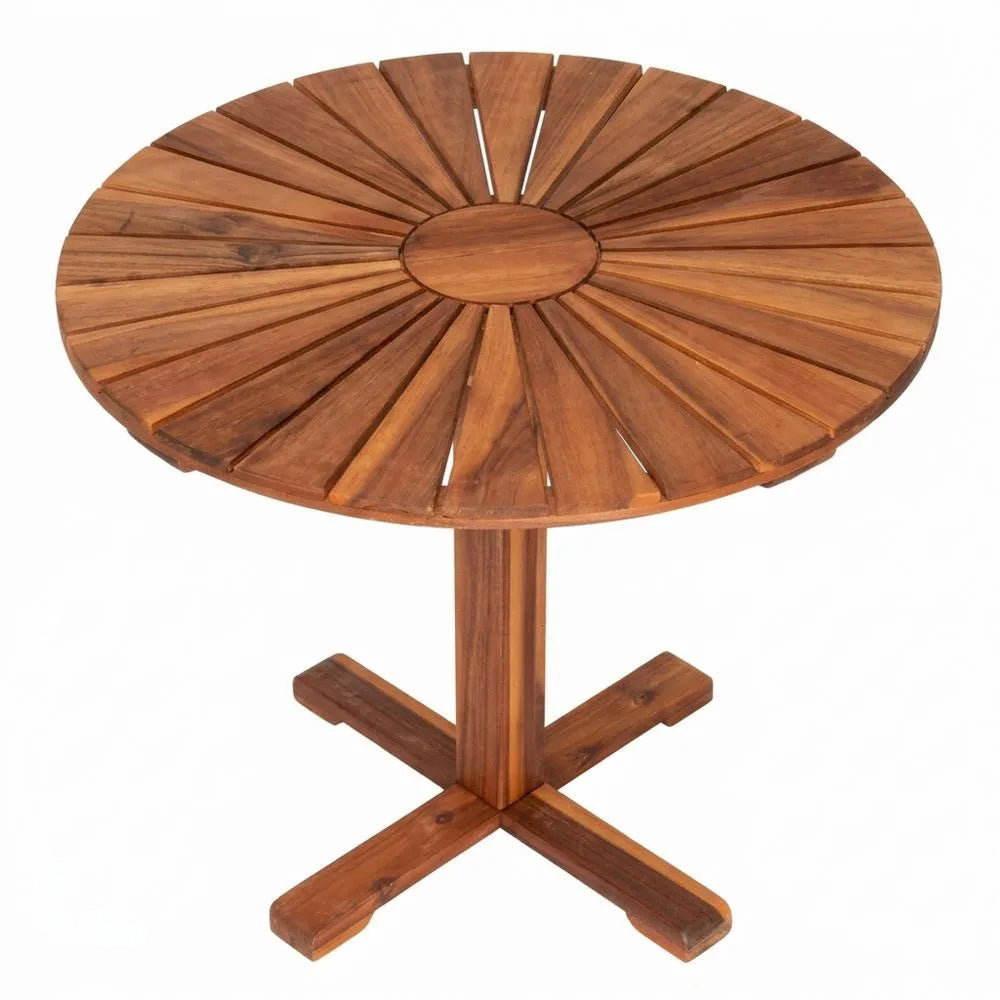 Wetterfester runder Holztisch für Balkon und Terrasse, ∅70,5cm, belastbar bis 80kg