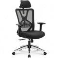 Ergonomischer Bürostuhl mit Lendenwirbelstütze und Kopfstütze, Schreibtischstuhl 130° Schaukelfunktion