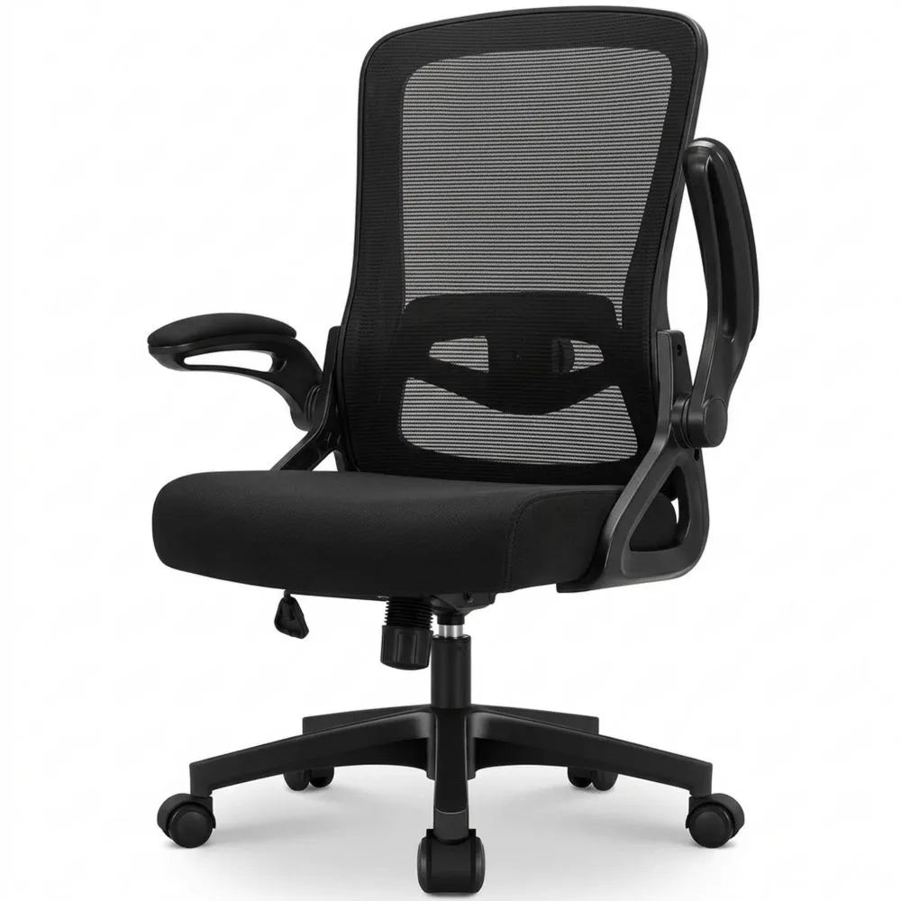 Ergonomischer Bürostuhl mit Verstellbarer Lendenstütze und Klappbaren Armlehnen