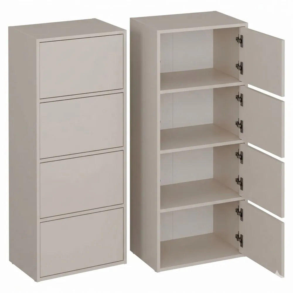 Hochschrank mit 4 Türen und Einlegeböden für verschiedene Räume – Grifflose Fronten im modernen Design